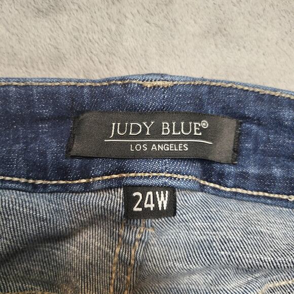 Judy Blue Jeans Womens 24W Blue Skinny Fit Distressed Ripped Stretch JB88197 - Picture 3 of 11